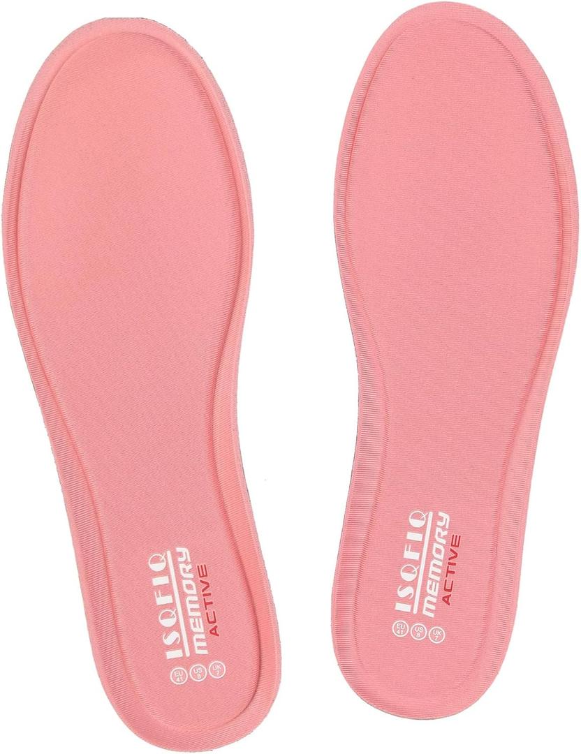 2 x Memory Foam Shoe Inserts for Women Men, Cushion Insoles with Heel Cup for Work Boots Sneakers Flats,Comfort Soles Design for Foot Pain Relief Pink US 8W