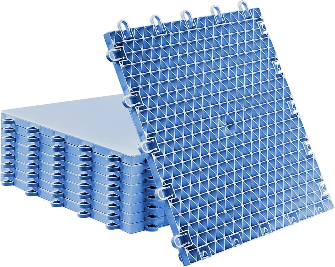 Fabbay Dryland Synthetic Ice Tiles for Hockey Floor Mat 12 x 12 Squares Hockey Training Equipment Board for Shooting Outdoor (Blue), 30Pcs