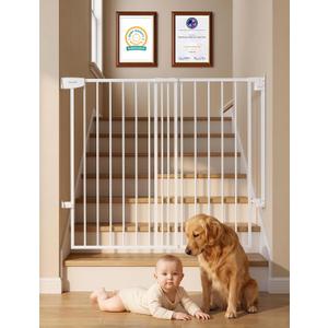Babelio Extra Wide No Bottom Bar Baby/Dog Gate, 28" H, 29.7-46.5" W, White