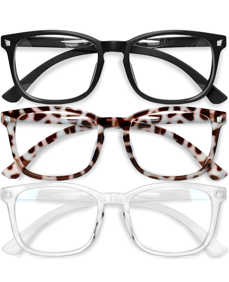 Gaoye Stylish Blue Light Glasses for Woman - Computer Glasses 99% Blue Light Blocking - Lightweight TR90 Frames - 3 pack