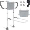 Bed Rails for Elderly Adults Safety: Adjustable Bedside Assist Rails with Storage Pockets, Non-Slip Handles, Sensor Night Light, 400LB Gravity Capacity (Stand-Compatible with Bed Frames 13.19" or Higher)