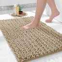 Yimobra Bathroom Rugs Non Slip Washable 24x17 Inch - Ultra Soft Absorbent Chenille Bath Mat, Quick Dry Shaggy Floor Carpet for Tub Shower, Camel Home Decor Accessories