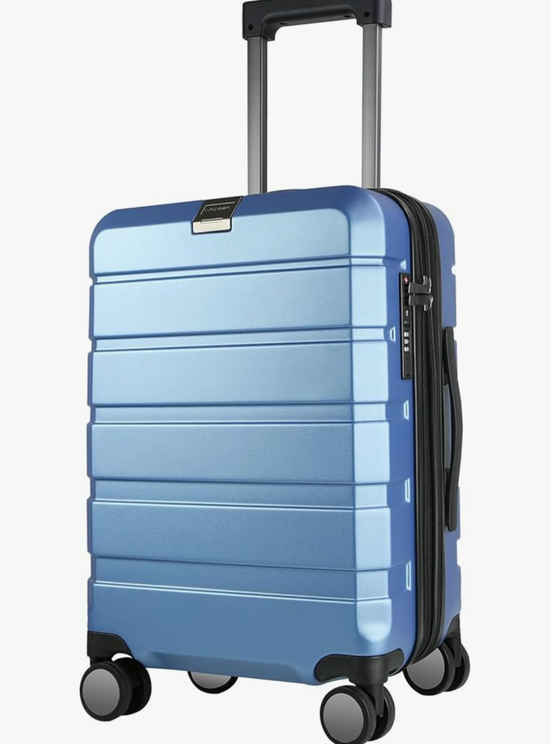 KROSER Hardside Expandable Carry On Luggage with Spinner Wheels & Built-in TSA Lock, Durable Suitcase Rolling Luggage with USB Port, Carry-On 20-Inch, Light Blue