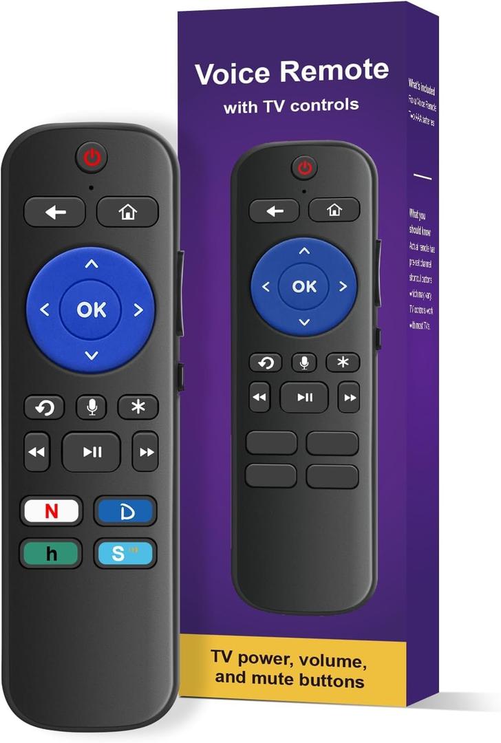 Voice Universal Remote Control, for Roku Stick Remote Replacement, for Roku Streaming Players, Steaming Sticks, Audio and TVs, with 4 App Shorcut Keys (Voice Remote)
