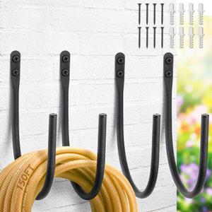 Lifyzoon Garden Hose Holders Mount: Wall Mount Garden Hose Hangers for Outside - 4 Pcs Rust-Proof Water Hose Racks Hanging Hooks for Outside Expandable Hose