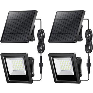 Solar Flood Lights Outdoor 2 Pack, 6500K Cool White