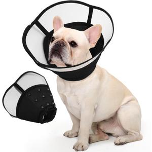 Allroaring Dog Cone Collar, Soft Dog Cones for Medium Dogs After Surgery, Adjustable Pet Cone for Dogs to Stop Licking, Breathable Doggie Elizabethan Collar for Wound Care Spay Neuter, Black M
