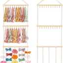 Mkono Headband Holder Boho Hair Bow Organizer for Girls Macrame Bow Hanger with 30 Hooks Bow Holder for Nursery Baby's Room Hair Accessories Organizer Wall Hanging Decor for Bedroom Bathroom