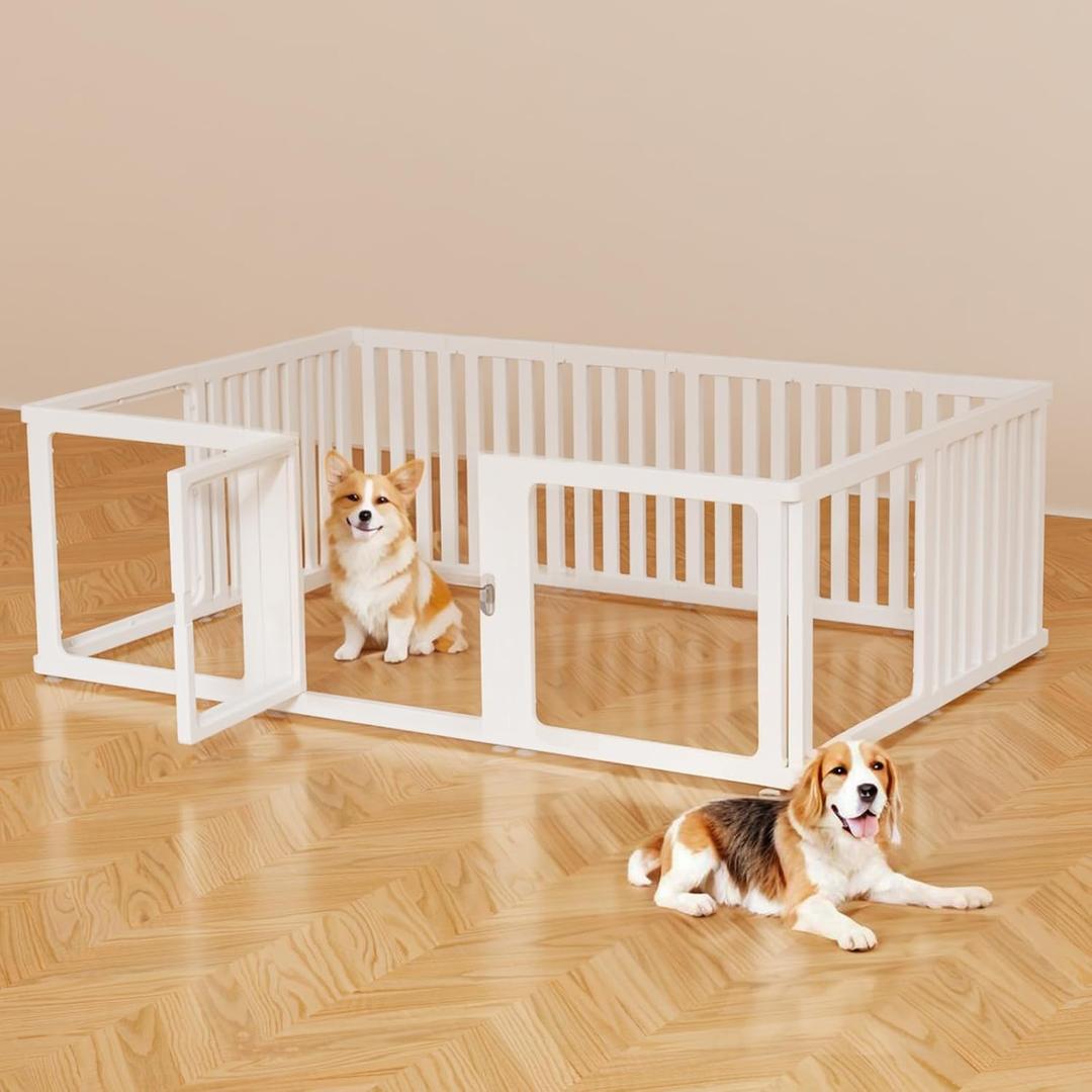 10 Pcs DIY Plastic Acrylic Dog Playpen with Clear Dog Gate, Clear Acrylic Dog Playpen for Indoor Easy to Assemble and Disassemble，23.6" Height
