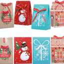 Sawysine 24 PCS Christmas Gift Bags Christmas Treat Boxes Christmas Paper Bags for Candy Assorted Colors and Designs Xmas Theme Boxes Kids Gift Wrapping Boxes Bags Christmas Supplies (Cute Style)
