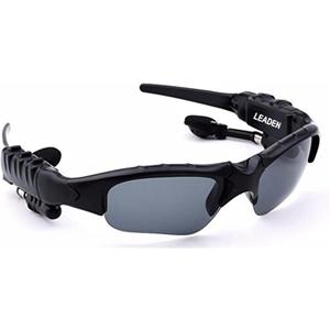 LEADEN Wireless Bluetooth MP3 Polarized Lenses Music Sunglasses V4.1 Stereo Handfree Headphone for iPhone Samsung Most Smartphone or PC (Black)