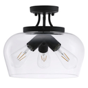 3-Light Modern Industrial Pendant Lighting Fixture w Glass Shade | Flush Mount Ceiling Light in Matte Black Finish | Dimmer Compatible Lighting