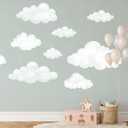 9pcs Fabric Large Cloud Wall Decals,Peel and Stick Decals Watercolor Clouds,Home Decor for Nursery,Kids Room,Playroom,Ceilings and Furniture,Easy Removable Wall Stickers