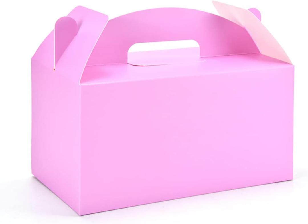 HUAPRINT Pink Treat Boxes Large Bulk,Gable Boxes 30 Pack 9.45x5x5Inches,Party Favor Boxes Goodie Boxes for Birthday Party Baby Shower Wedding Christmas