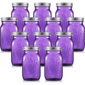 Tessco for you 12 Pcs Purple Bulk Mason Jars 16oz with Lids  Glass Pint Canning Containers Regular Mouth for Food Storage, Wedding, DIY Crafts, Table Centerpieces