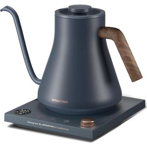 INTASTING Electric Kettles, Gooseneck Electric Kettle, ±1℉ Temperature Control, Stainless Steel Inner, Quick Heating, for Pour Over Coffee, Brew Tea, Boil Hot Water, 0.9L Navy Blue