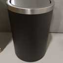 Mbillion Small Trash Can with Swing Lid 2.4 Gallons/9 Liter, Mini Trash Can with lid, Stainless Steel Cylindrical Garbage Can for Home and Office Bathroom Bedroom, for Ground and Desktop(Black)