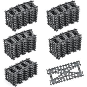 40PCS City Train Tracks, Classic Accessories, Railroad Building Toy Compatible with All Major Brand - 32 Curved, 6 Straight and 2 Intergrated Split