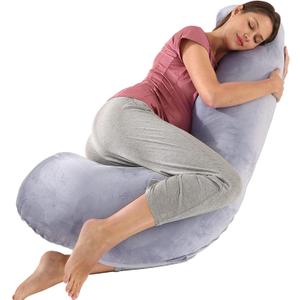 BATTOP Pregnancy Pillows for Sleeping,Pregnancy Must Haves Maternity Body Pillow with Cooling Washable Cover,New Mom Gifts for Women,Support for Back,Hips,Legs,Belly for Pregnant Women(Dark Grey)