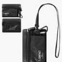 T.CONTACT Slim RFID Blocking Zippered Lanyard Wallet - Compact ID Holder & Coin Purse for Men, Women, and Kids - Lightweight Keychain Card Case with 2 Zippered Pockets & ID Window(black, 1.0)