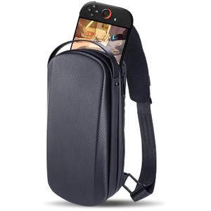 Carrying Case for Nintendo Switch 2/ROG Xbox Ally X/Steam Deck, Storage Portable Bag, Shockproof Hard Shell Protective Shoulder Chest Backpack with Pockets Fit Console & Accessories for Daily Use