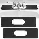 Tioncy 2 Pcs Faucet Mat Sink Splash Guard Oval-hole Oval Splash Pad for Kitchen Sink Oval Base Diatomite Faucet Mat for Bathroom Absorbent Mat Splatter Screens(Black)