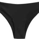 SHENHE Women's Low Waisted Bikini Bottom Only Basic Cheeky Swimsuit Bathing Suit Bottom (Black, L)