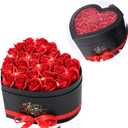 30pcs Artificial Red Roses in a Heart Shape Box, Fake Roses Artificial Flowers Forever Roses Gifts Box for Her Wife Girlfriends for Mom Women Grandma Birthday