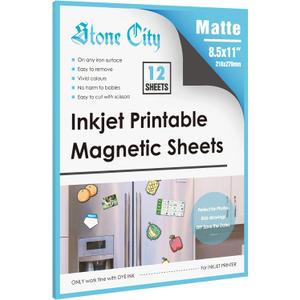 Stone City Printable Magnetic Sheets 8.5x11 Inch, 12 Sheets Matte Magnet Paper Sheet for Inkjet Printer, Flexible Magnetic Printer Paper for Fridge, DIY Crafts