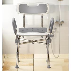 Shower Chair with Arms & Back, 550lbs Heavy Duty, Height Adjustable, FSA/HSA Eligible - Reinforced Bathtub Seat Shower Bench Stool for Inside Shower with Non-Slip Feet for Elderly & Disabled