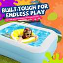 Inflatable Swimming Pool for Kids Outdoor Ground Rectangular Kiddie Pool (Max 43x34.5x13 Inch)