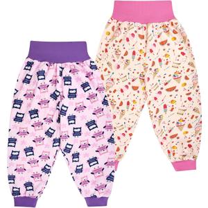MooMoo Baby Leakproof Diaper Pants for Potty Training 2 Packs Bedtime Potty Training Pants for Boys and Girls (5-7 Year, Pink)