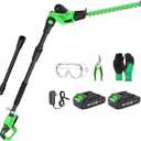 SOYUS Pole Hedge Trimmer Cordless, 18-inch Electric Hedge Trimmer with Extension Pole, 16-Foot Max Reach, Multi-Angle, 2 * 2.0Ah Batteries and Charger Included (Pole Hedge Trimmer + 2 Batteries)