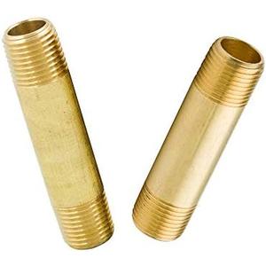 Legines Brass Pipe Fitting Long Nipple 1/2" NPT Male x 1/2" NPT Male, 3" Length (Pack of 2)