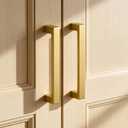 homdiy 30 Pack 5 Inch Gold Kitchen Cabinet Handles Gold Handles for Cabinets Brushed Brass Cabinet Pulls Square Hardware for Cabinets Stainless Steel Modern Hardware