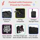 J.L. Childress Gate Check Bag for Single & Some Double Strollers - Travel Bag for Airplane, Fits Most Standard Baby Strollers, Airport Accessories Gate Check, Flying Essentials - Black