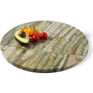 Marble Cutting Board for Kitchen, 16"x16" Inches Round Stone Cutting Board, Marble Tray for Baking Charcuterie Pastry, Serving Tray for Countertop, Large Stone Slab(Pocahodas)