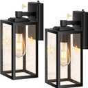 VIANIS Large 2 Pack Outdoor Wall Lights, Dusk to Dawn Black Exterior Garage Lighting Fixture Wall Mount Sconces, Modern Front Porch Lanterns Outside Lights for House, Waterproof Coach Lights Outdoor