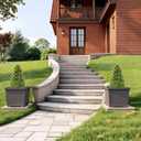 30" Tall Artificial Boxwood Topiary Trees, Set of 2 UV Resistant Faux Evergreen Shrubs and Bushes for Outdoor Planters, Realistic Fake Plants for Front Porch Outside Patio Garden