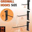 HUHOLE 50 Pack Gridwall Hooks 6 Inch Black Metal Display Hangers for Wire Grid Panel Heavy Duty Retail Store Fixtures, Garage Organizer, Craft Fair & Jewelry Rack (20lbs Capacity)