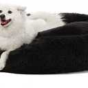 JOLLYVOGUE Dog & Cat Bed, Calming Anti-Anxiety Pet Bed for Small Dogs, Fluffy Donut Cushion for Small and Medium Pets (20") (Pure Black)
