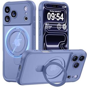 MOCCA Design for iPhone 17 Pro Max Case, Compatible with Magsafe [Premium Invisible Magnetic Ring Stand] [Military Drop Protection] Full Camera Guard Translucent Matte Slim Phone Cover,Lavender Grey