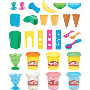 Play Doh Kitchen Creations Ice Cream Party Set with 22 Tools & 6 Colors, 2-Ounce Cans, Back to School Classroom Supplies, Preschool Toys, Ages +3 