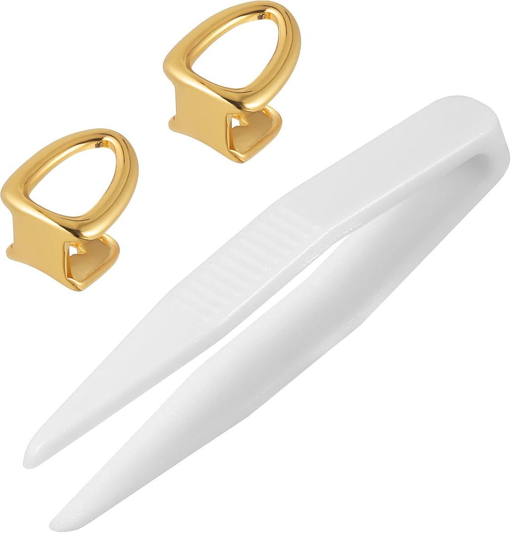 2pcs Gold Grill Grills for Your Teeth Decorative Teeth Jewelry Diamond Teeth Rapper Costume Teeth Jewelry Hip-hop Supplies Teeth Grills Grill Teeth Braces Copper Single