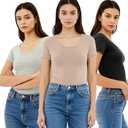 Emmalise Women's Short Sleeve Tshirt Scoop Neck Tee Value Pack Junior Plus Sizes (Gray, XL)