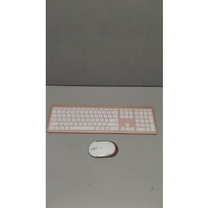 Wireless Keyboard and Mouse Combo - Full Size Slim Thin Wireless Keyboard Mouse with Numeric Keypad 2.4G Stable Connection Adjustable DPI - Rose Gold & White