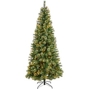 Nearly Natural 8ft Pre-Lit Snow Tip Pine Artificial Christmas Tree 660 LEDs