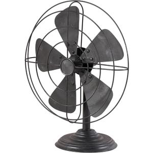 Deco 79 Metal Fan Decorative Sculpture Home Decor Statue, Accent Figurine 15" x 8" x 18", Black