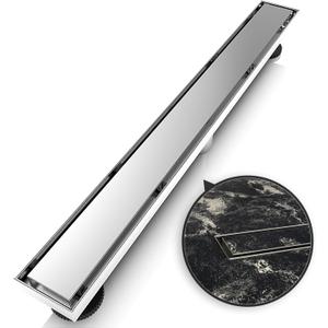 WEBANG 28 Inch Linear Shower Drain Rectangular Floor Drain with Accessories Reversible 2-in-1 Cover Tile Insert Grate Removable SUS304 Stainless Steel CUPC Certified Brushed