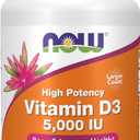 NOW Foods Supplements, Vitamin D-3 5,000 IU, High Potency, Structural Support*, 240 Softgels (EXP 09/01/29)